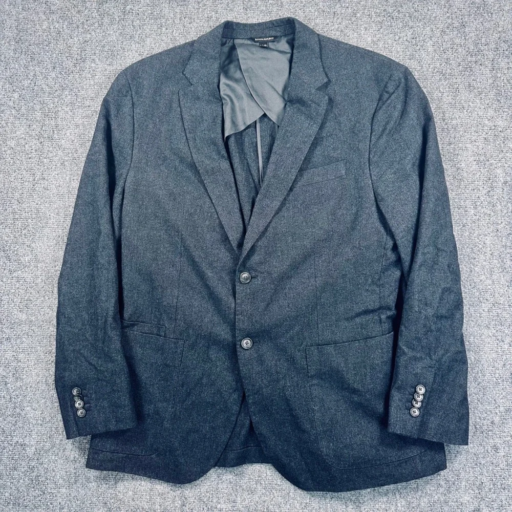 Banana Republic 44R Slim Fit Birdseye Jacket Dark Charcoal Cotton Blazer 488698